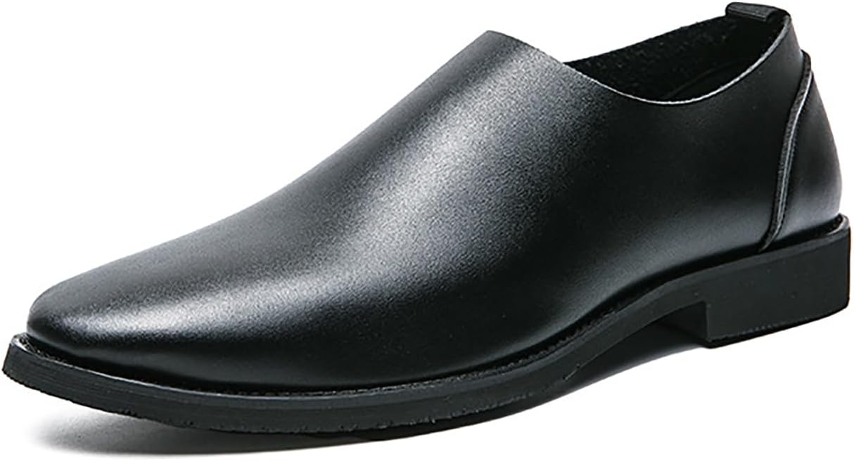 

Мужские кожаные лоферы HDFDB на низком каблуке, без шнуровки, делового стиля, черные, с круглым носком, массивным каблуком, формальная обувь для работы, удобные, повседневной носки и улицы