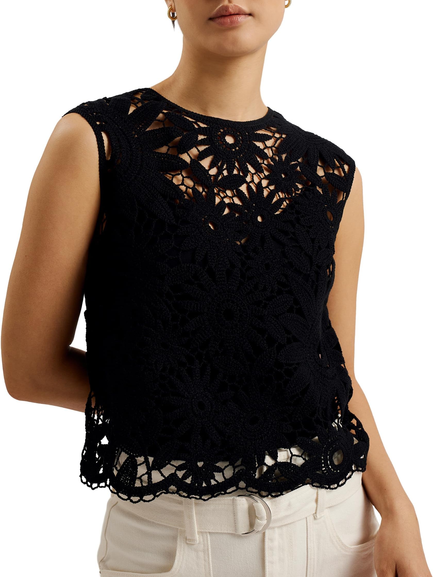 

Топ Ted Baker Katrnn Crochet Knit Top, черный