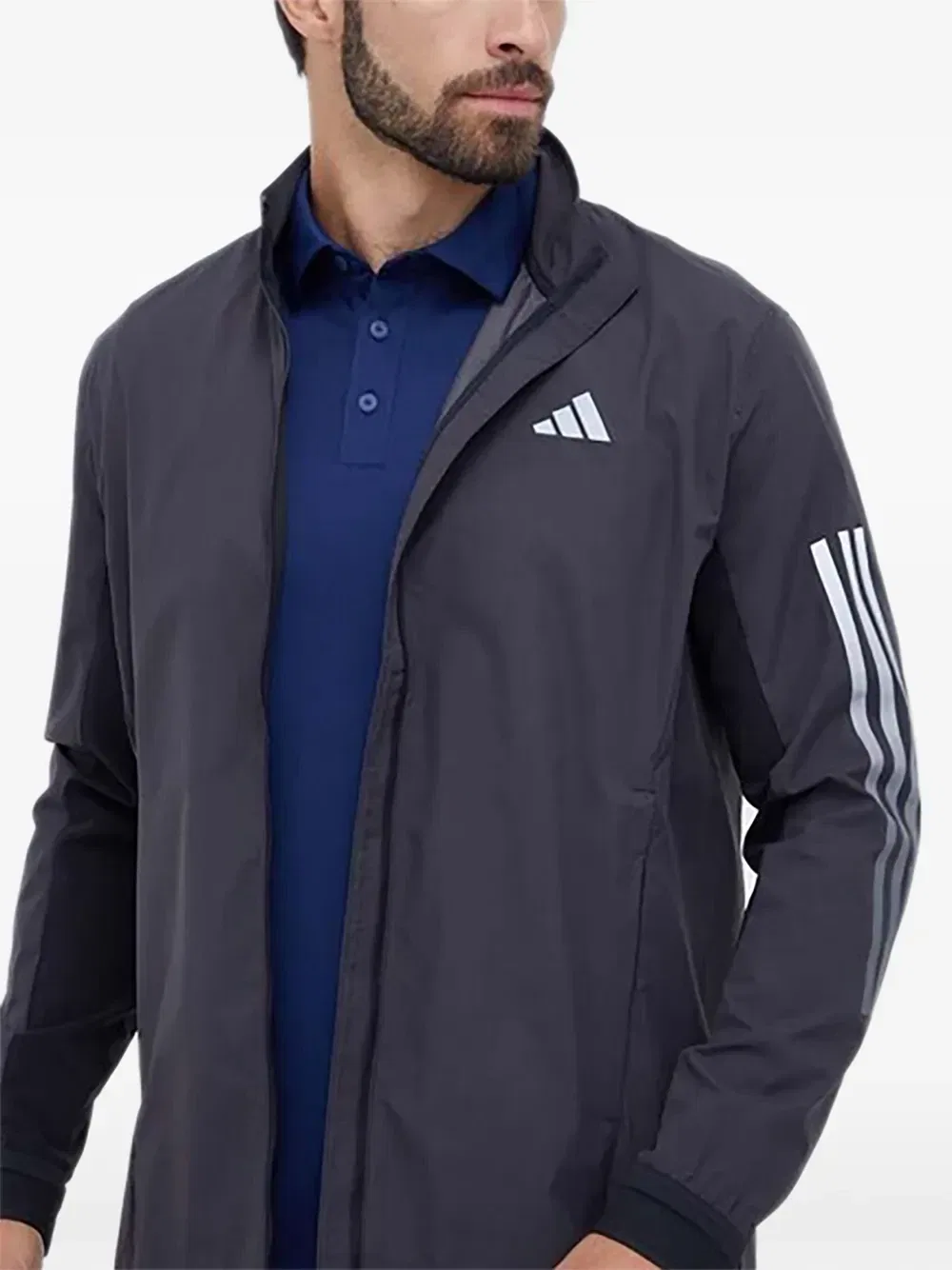 Ветровка на молнии с боковыми полосками adidas, черный