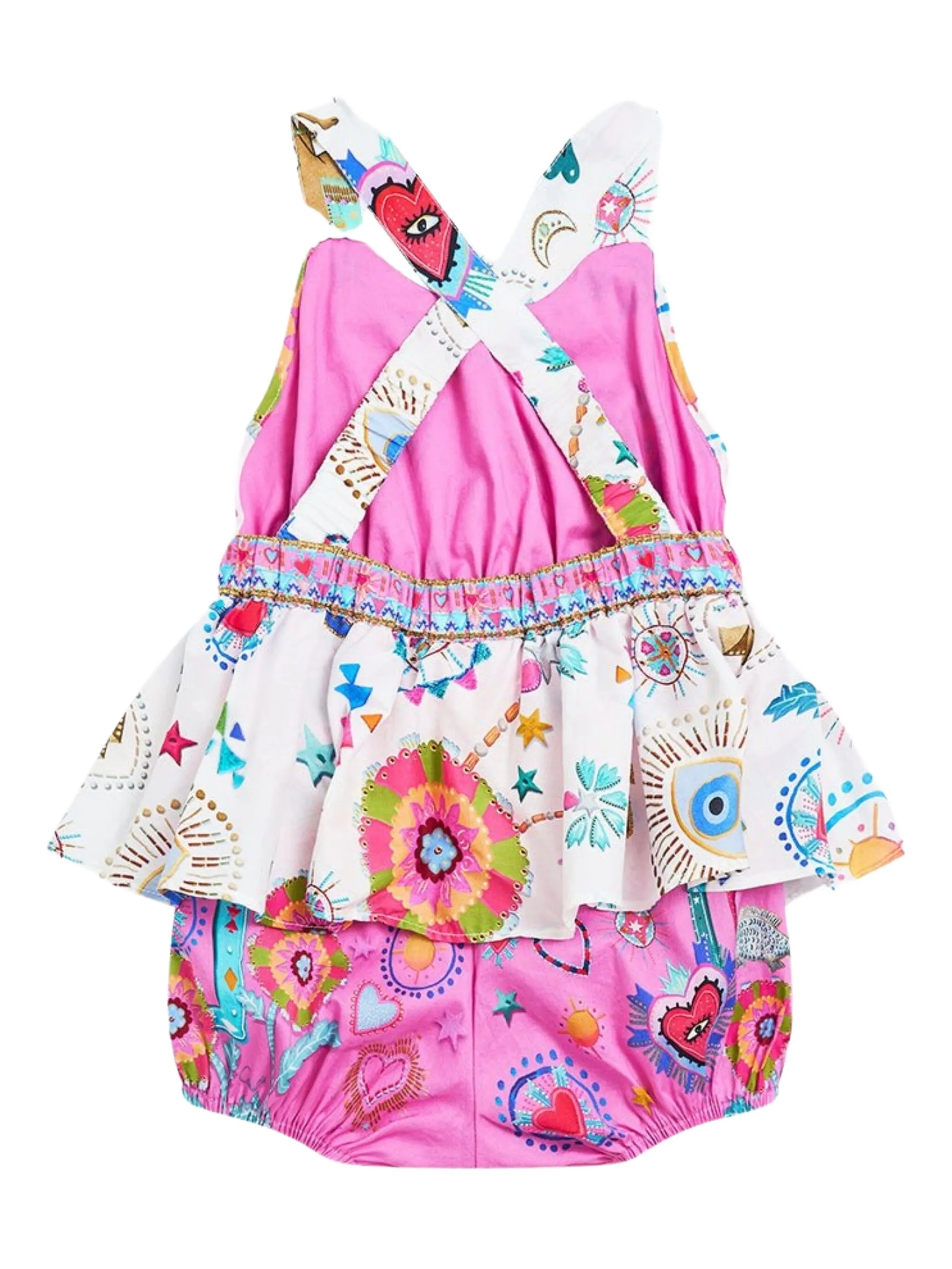 Платье с баской и оборками Camilla Kids, розовый — фото 2