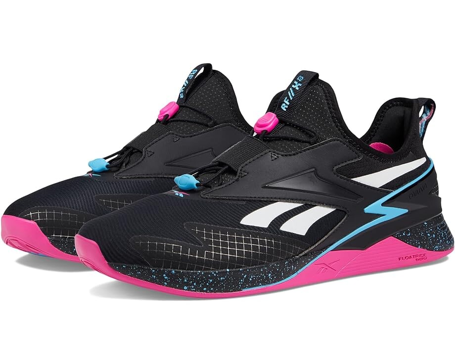 

Кроссовки Reebok Nano X3 Froning, цвет Black/Laser Pink/Bold Cyan