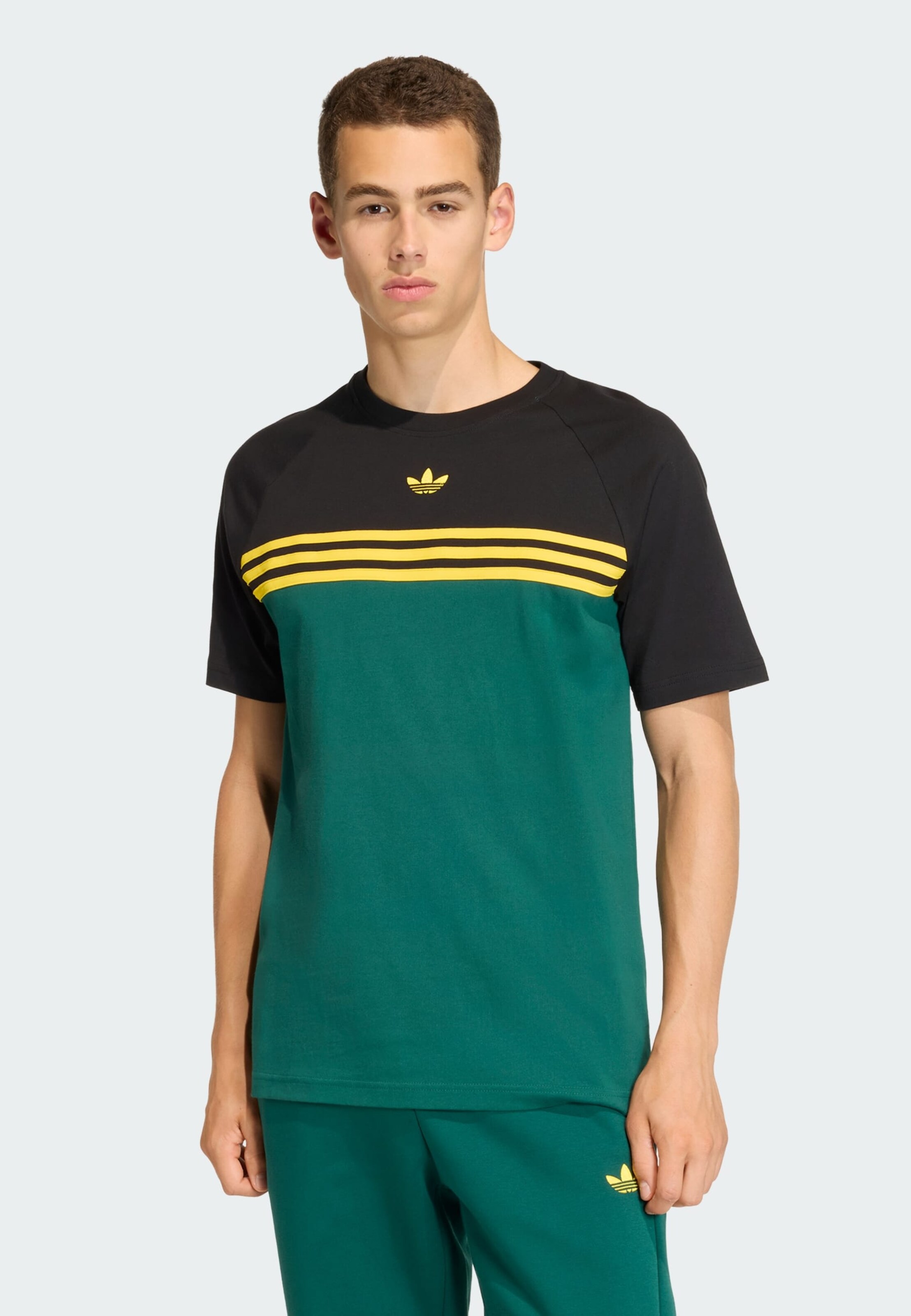 Adidas Originals Футболка 'CHEST STRIPES' в цвете Emerald — фото 2