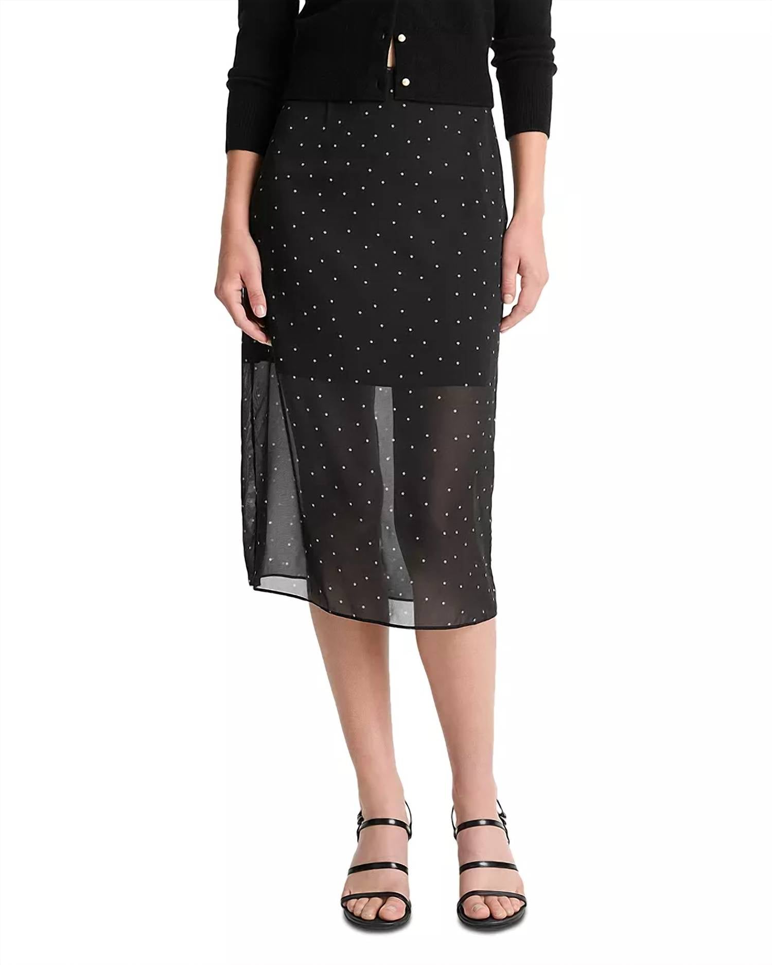 

Прозрачная юбка с точками в черно-сером цвете Vince