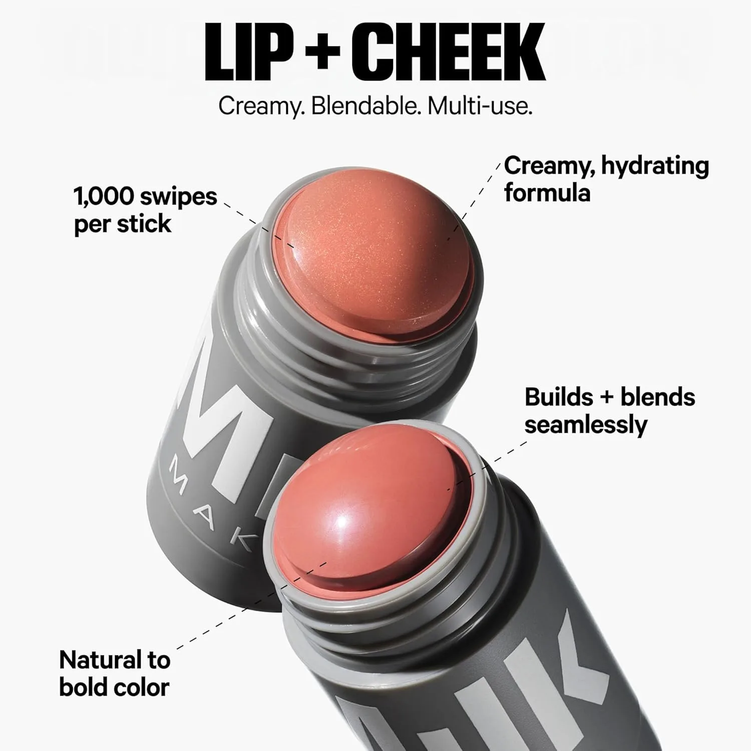 Набор Milk Makeup Bronzer, Blush + Highlighter - бронзер Baked 5,4 г, мультифункциональный крем-румяна и помада Werk (пыльная роза) 6 г и хайлайтер Lit (шампань) 6 г - увлажняющие формулы, Multicolor — фото 4