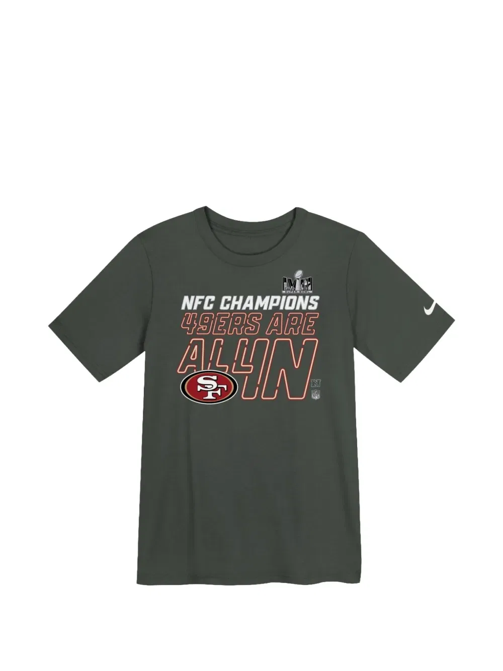 Футболка San Francisco 49ers, чемпионы конференции NFC 2023 года Nike Kids, серый