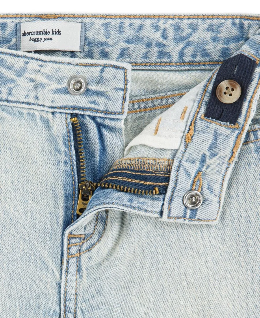 Детские джинсы свободного кроя с перфорацией для девочек 2T-5T Abercrombie Kids, синий — фото 3