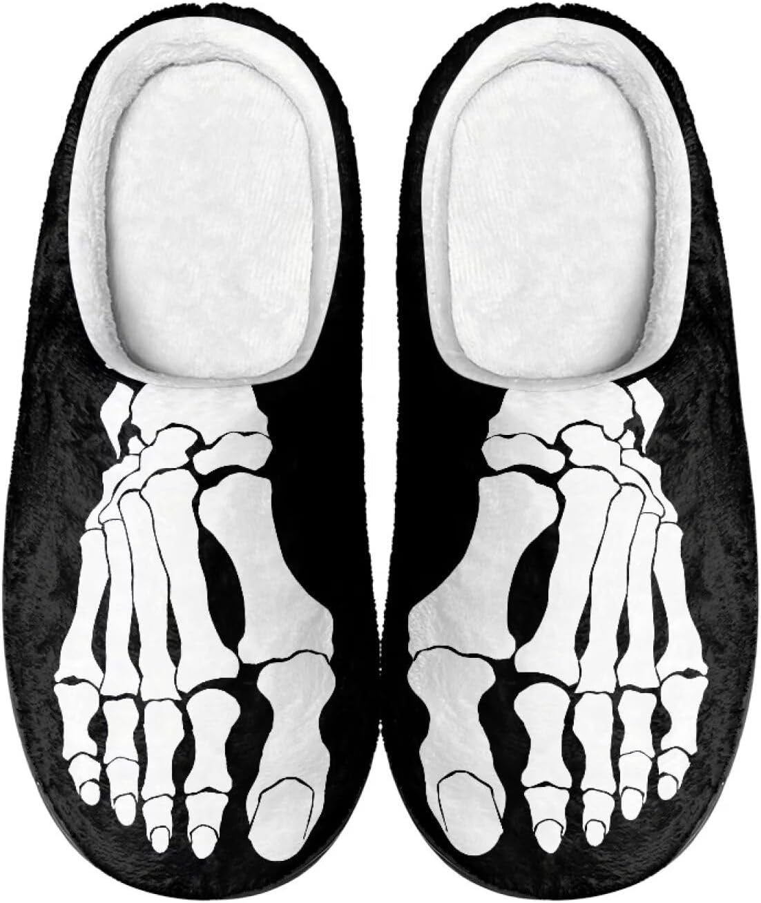 

Мужские зимние пушистые плюшевые тапочки Qoiuvncy с черепом, мягкие теплые домашние тапочки с хлопковой подошвой, противоскользящие, Skeleton Bones