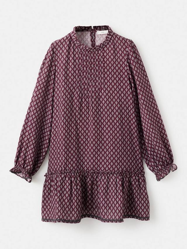 

Детское платье Carmela с длинным рукавом из хлопка с принтом Mango, Dark Red