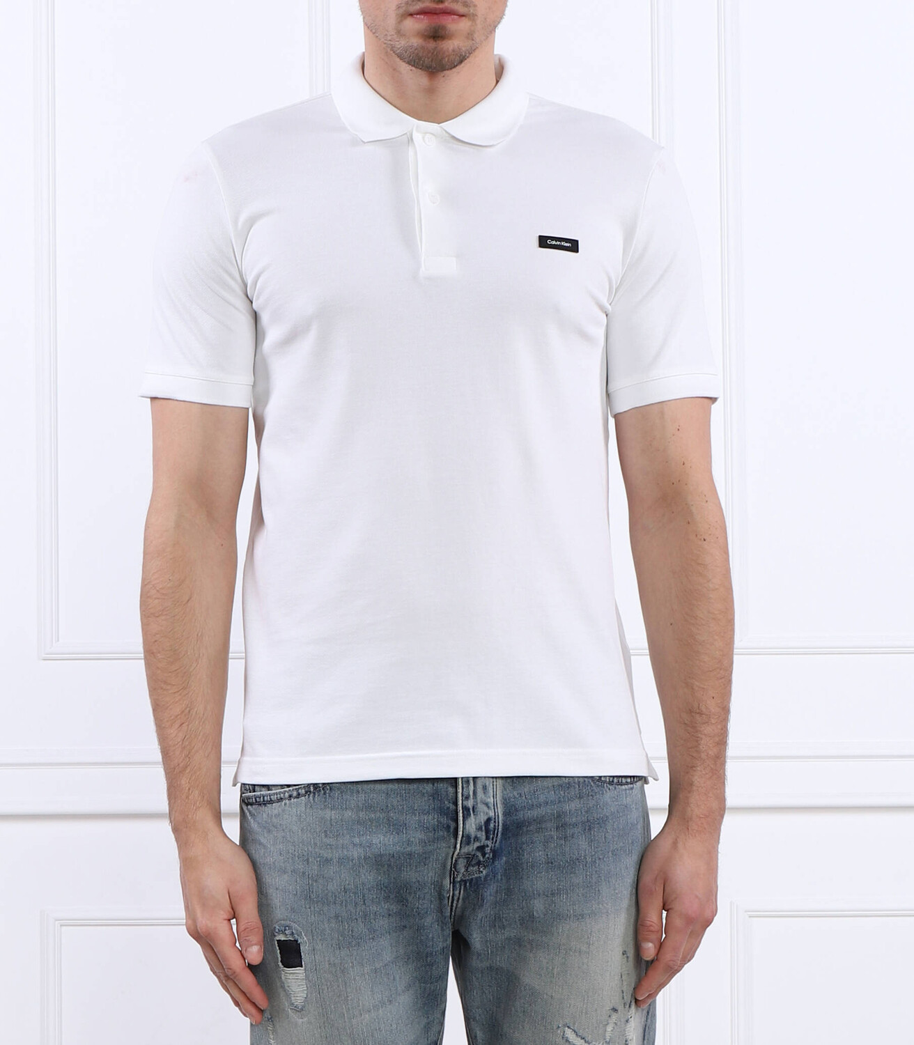 

Поло Calvin Klein slim fit stretch, белый