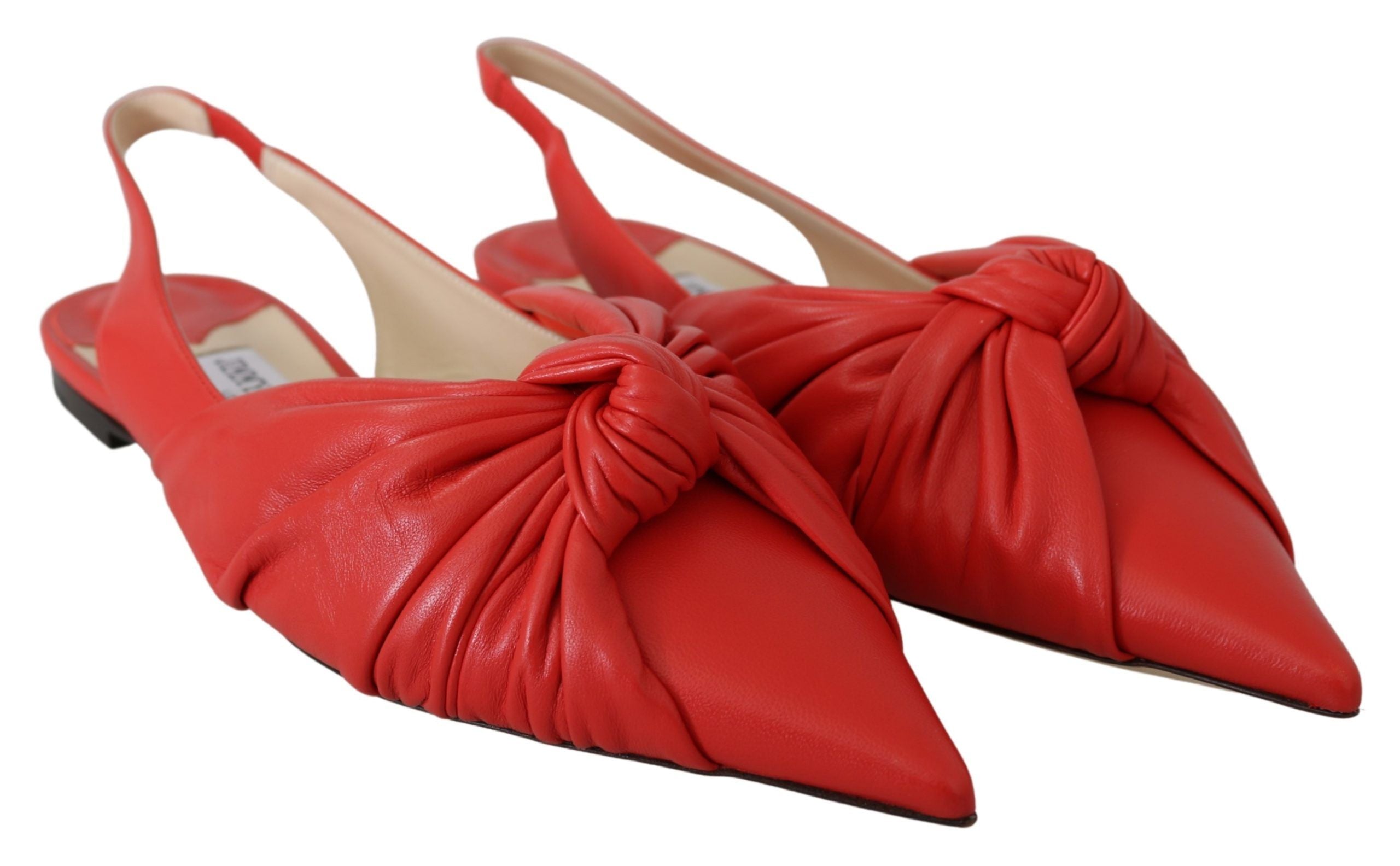 Jimmy Choo Chic Остроконечные Кожаные Женские Балетки, красный — фото 2
