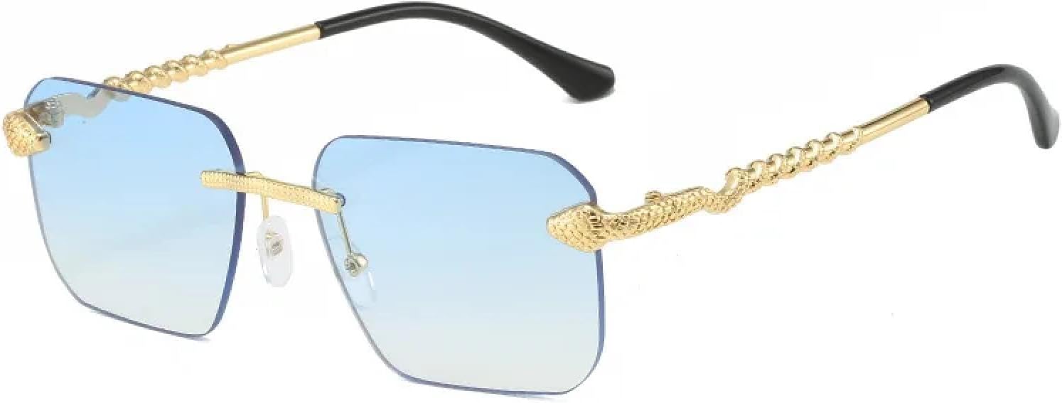 

Роскошные дизайнерские солнцезащитные очки для женщин, популярные безободковые солнцезащитные очки с зеркальными линзами, трендовые градиентные цвета для активного отдыха на природе TVTBBVV, Blue