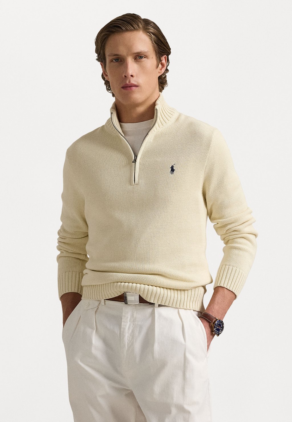 

Джемпер COTTON QUARTER ZIP SWEATER Polo Ralph Lauren, молочный