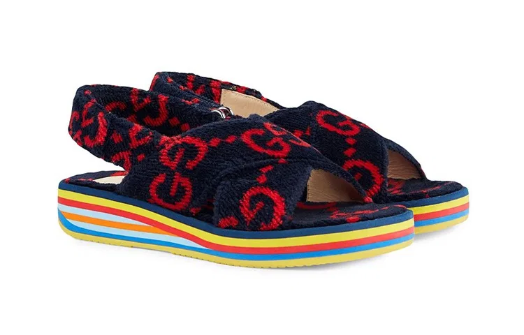 Сандалии GUCCI из хлопка сине-красные детские — фото 3
