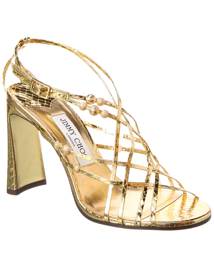 Джимми Чу Фелис 95 Кожаные сандалии Jimmy Choo, золотой