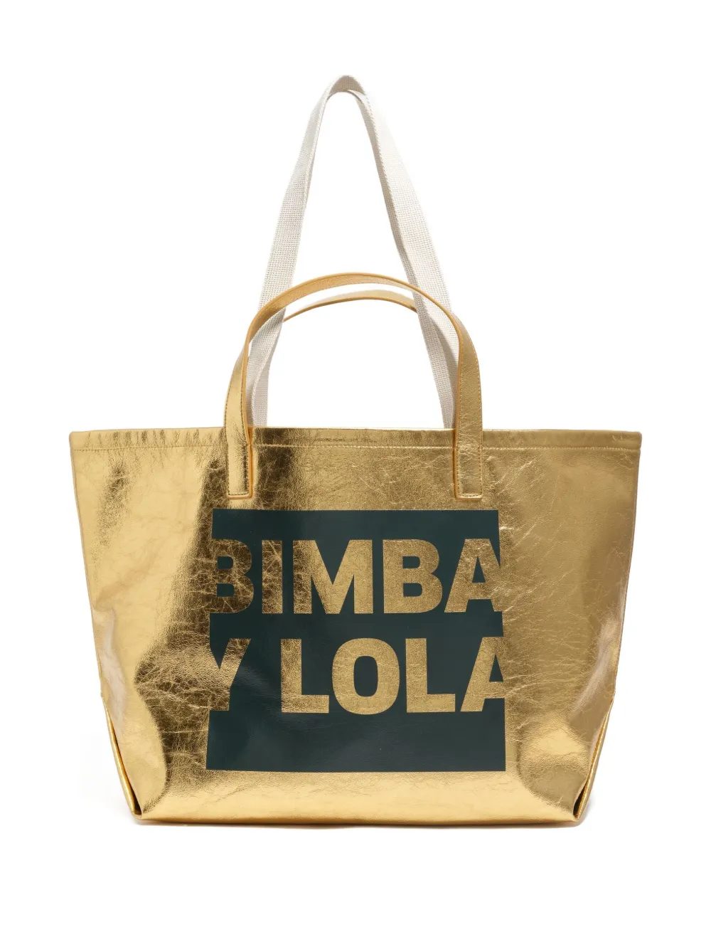 

Большая сумка-тоут с металлизированным логотипом Bimba y Lola, золотой