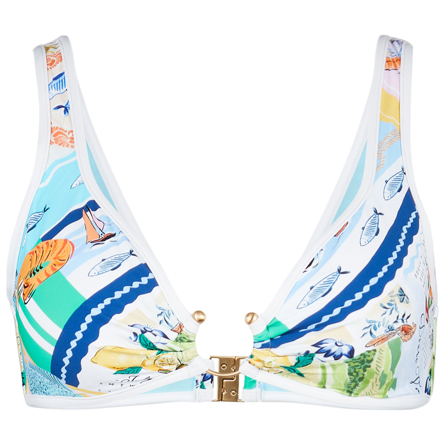 

Верх бикини Seafolly Women's Wish You Were Here Ring Front Tank, цвет Atoll Blue