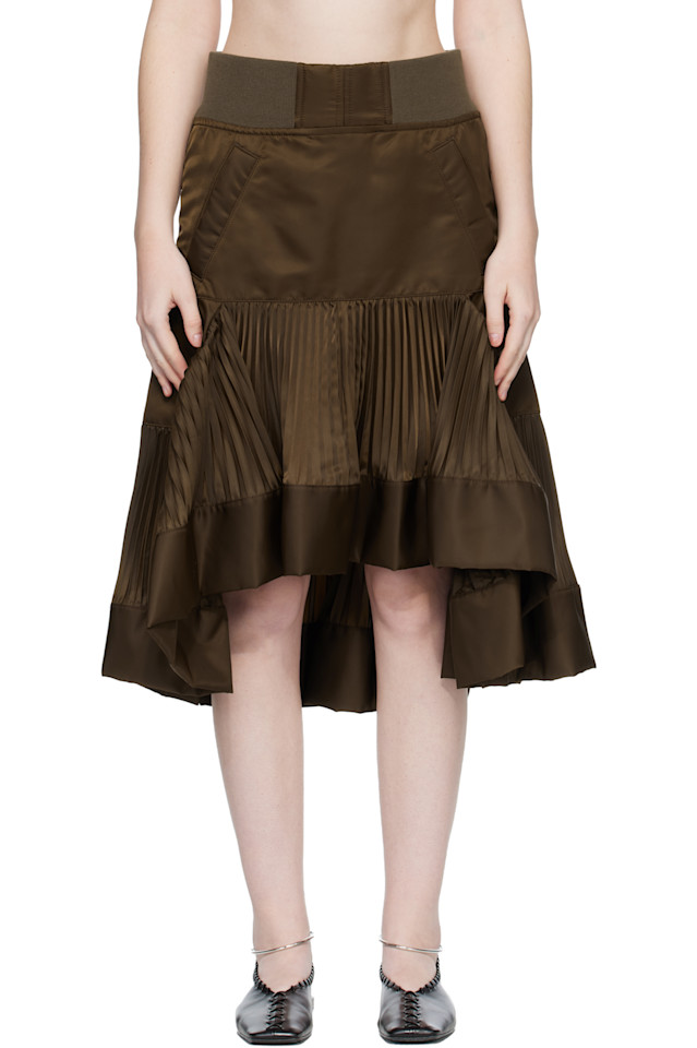 

Юбка миди из нейлоновой саржи Sacai, коричневый