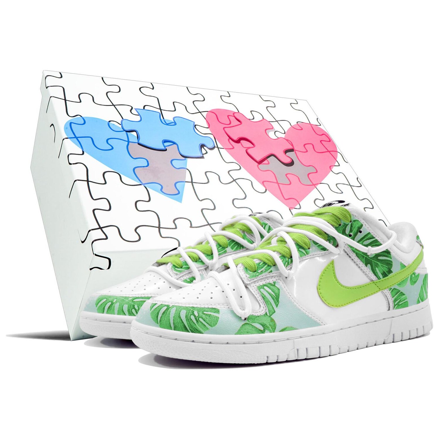 

Кроссовки Nike Dunk Skateboarding Shoes Women's Low-top Green, белый