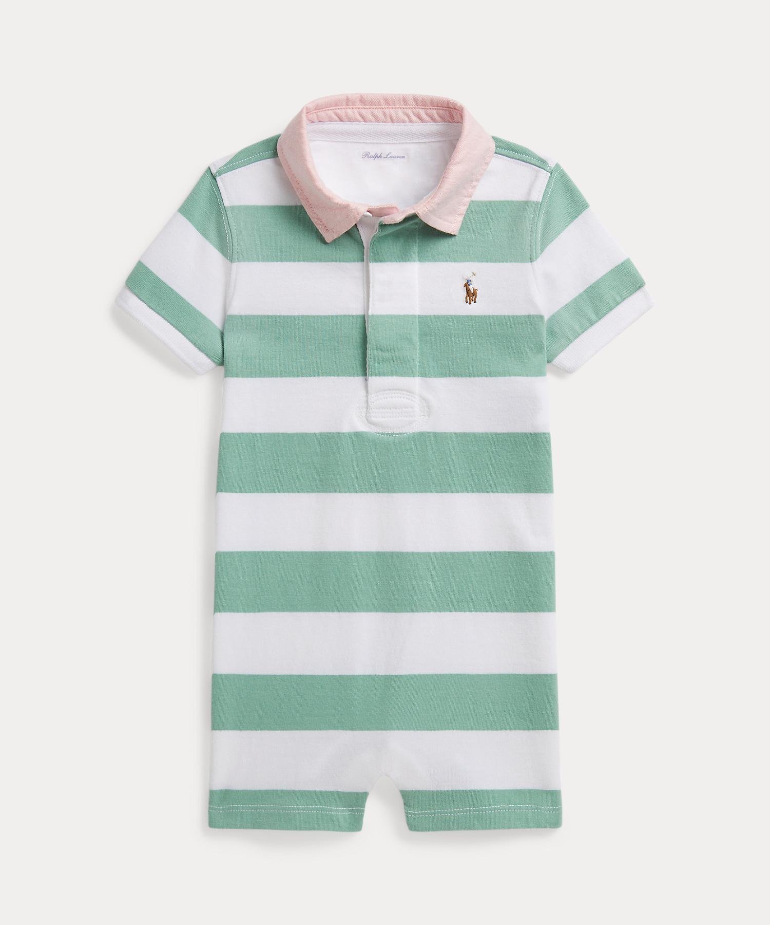 Детский полосатый хлопковый комбинезон для регби Polo Ralph Lauren, 300 Green