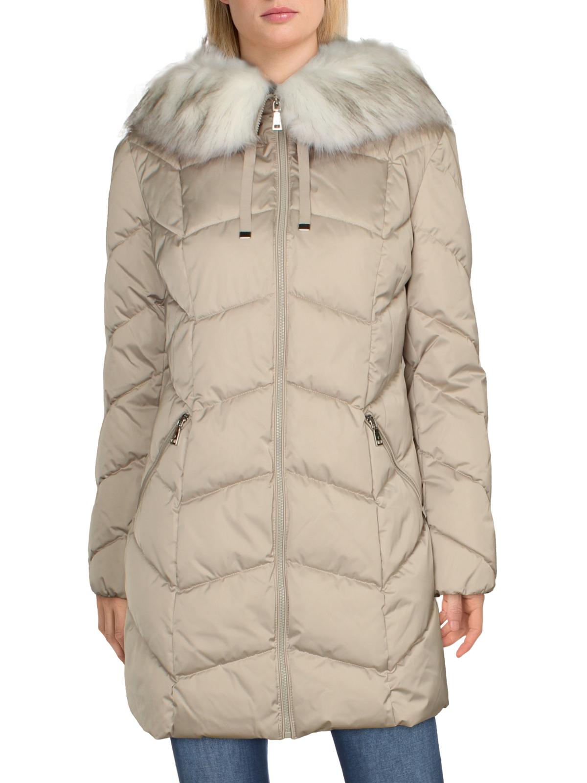 

Brie Женское шерстяное стеганое пальто Tahari, цвет pale oak