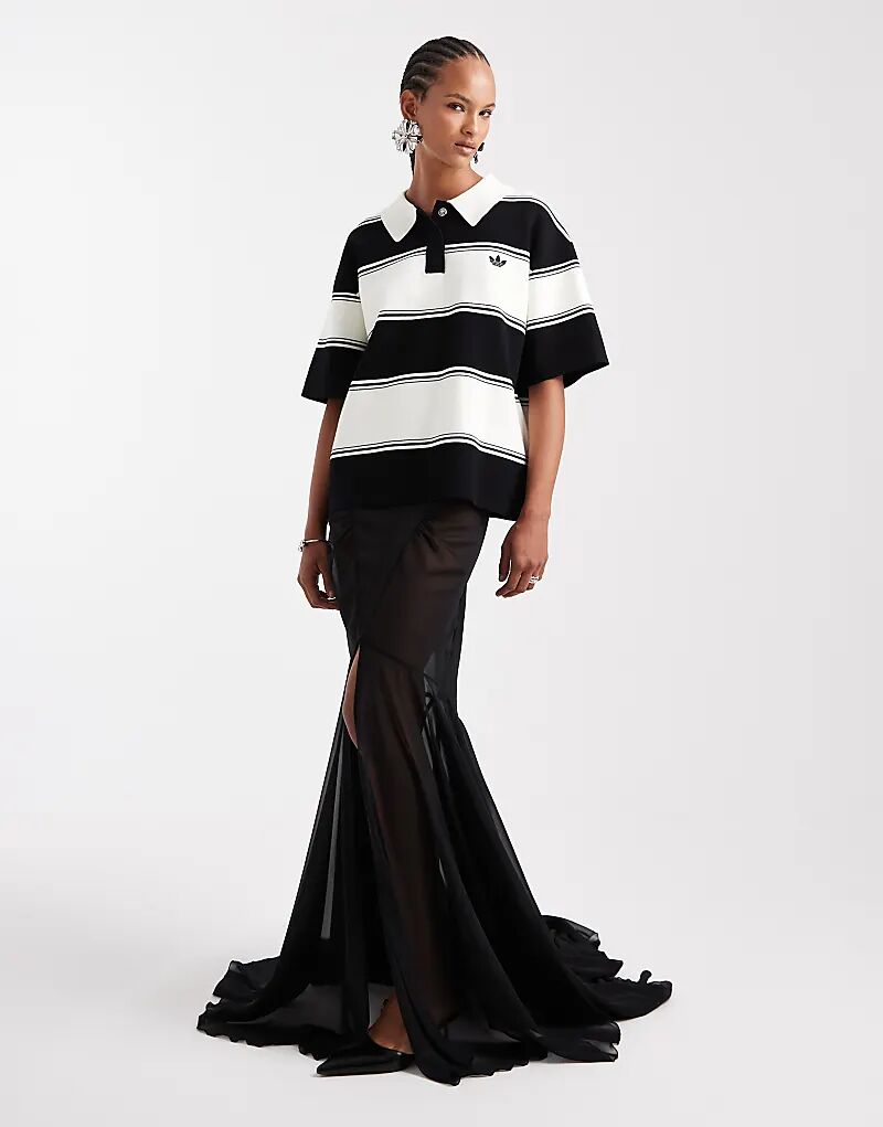 

Юбка макси из шифона ASOS DESIGN со шлейфом черного цвета
