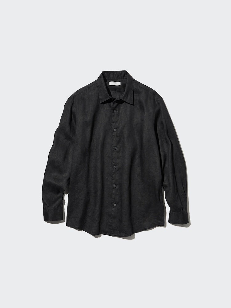 

Рубашка из 100% льна премиум-класса Uniqlo, цвет 09 черный