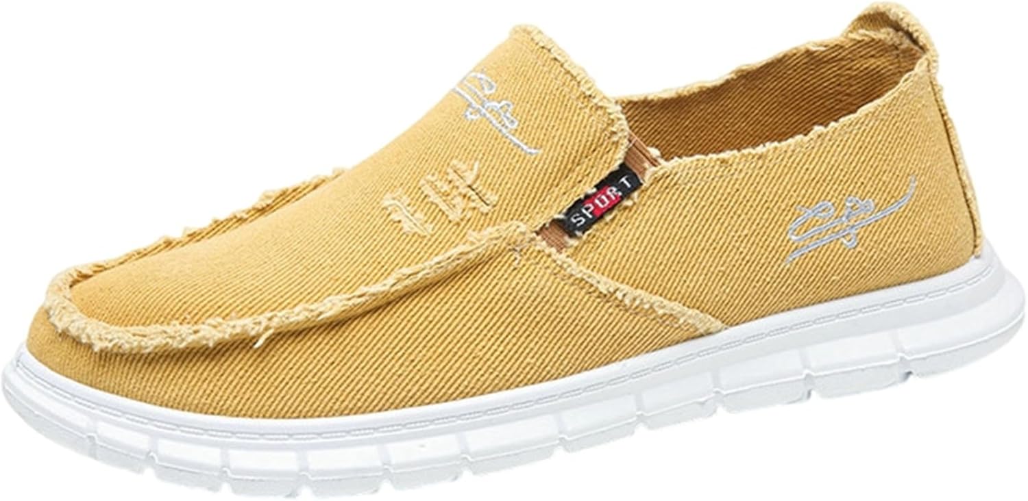 

Мужские удобные мокасины без шнурков широкого размера, повседневные тканевые мокасины, мужские туфли для прогулок на лодке Sywzx&Xfybz, желтый