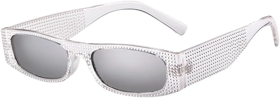 

Винтажные прямоугольные солнцезащитные очки со стразами для женщин, маленькая оправа, бриллиантовые солнцезащитные очки в стиле ретро, ​​узкие очки TYUVIVO, C4