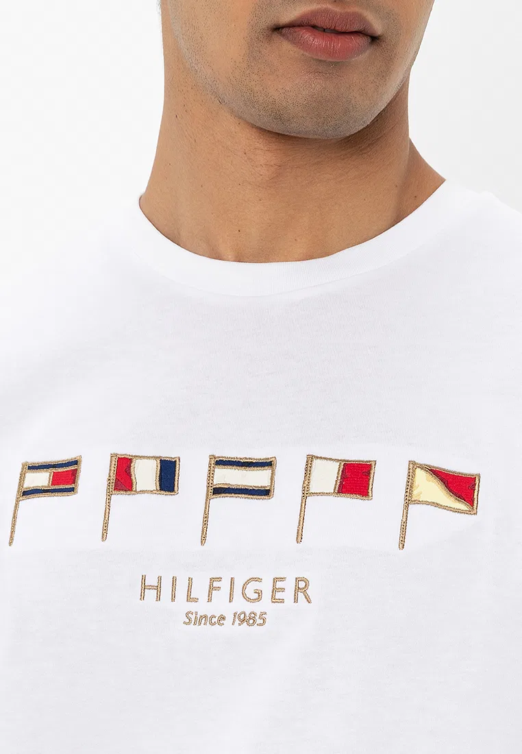 Футболка с принтом, короткий рукав, Hilfiger Multi Flags Tee, Tommy Hilfiger, белый — фото 3