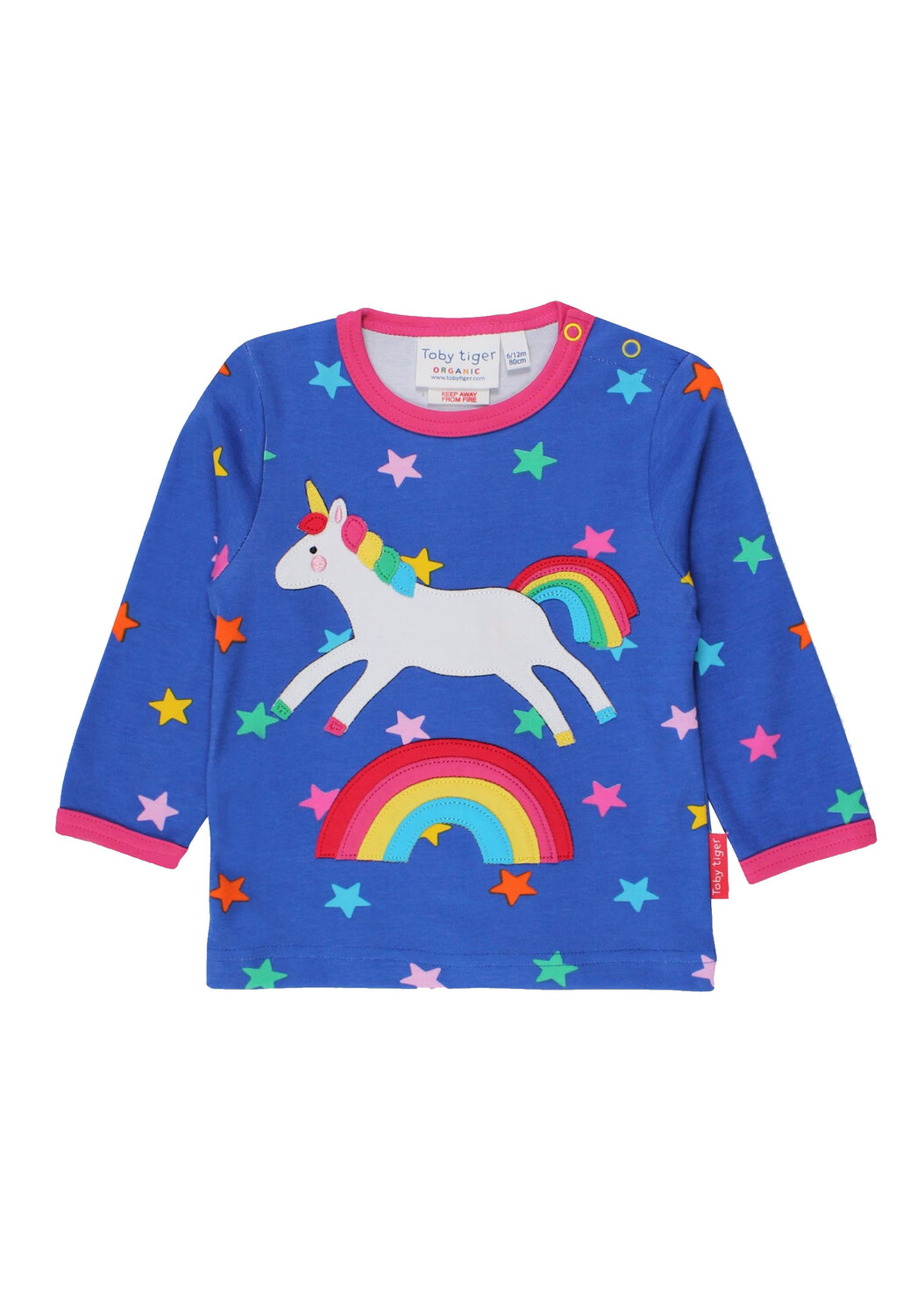 

Футболка Toby Tiger Langarm mit Einhorn und Regenbogen Applikation, синий