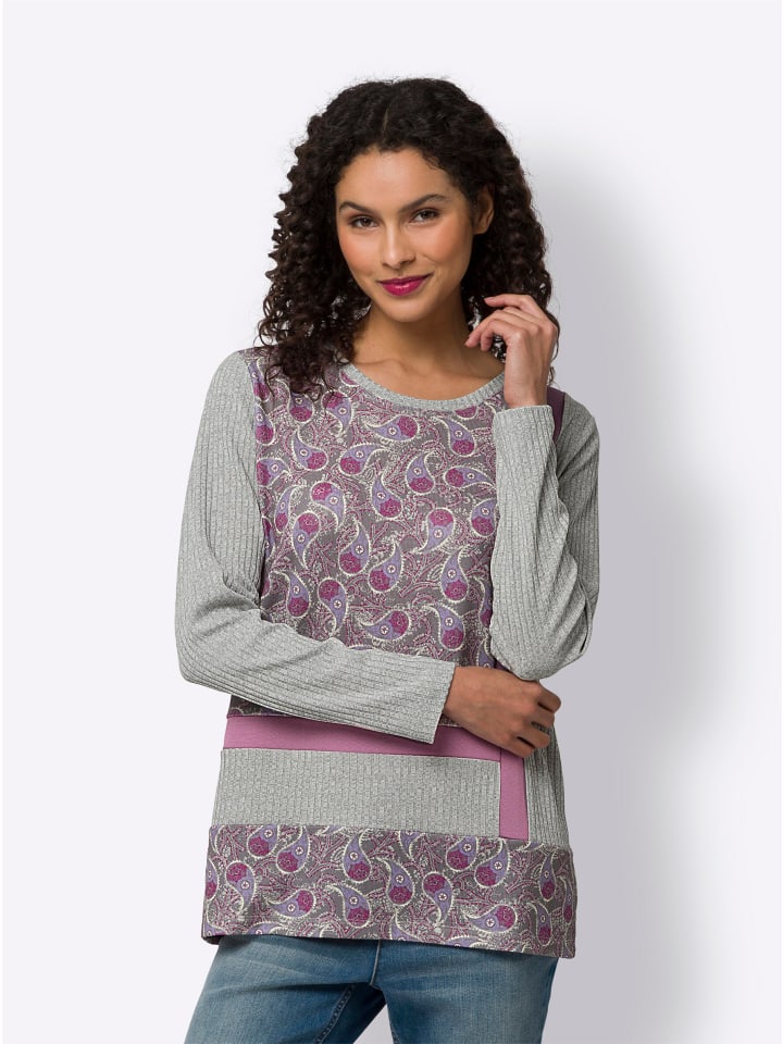 

Рубашка с длинными рукавами в светло-серо-фиолетовом цвете Heine