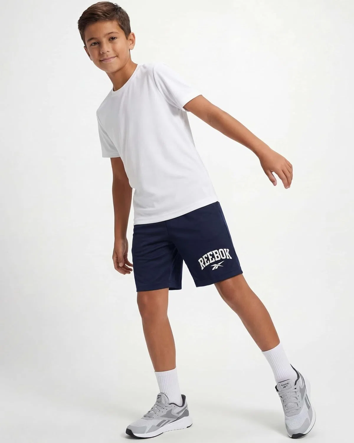 Спортивные шорты Reebok, 3 шт, для мальчиков, Solid Black, Navy Blazer, Quiet Shade — фото 3
