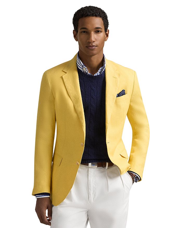 

Пиджак из льняного костюма Polo Tailored Polo Ralph Lauren, желтый