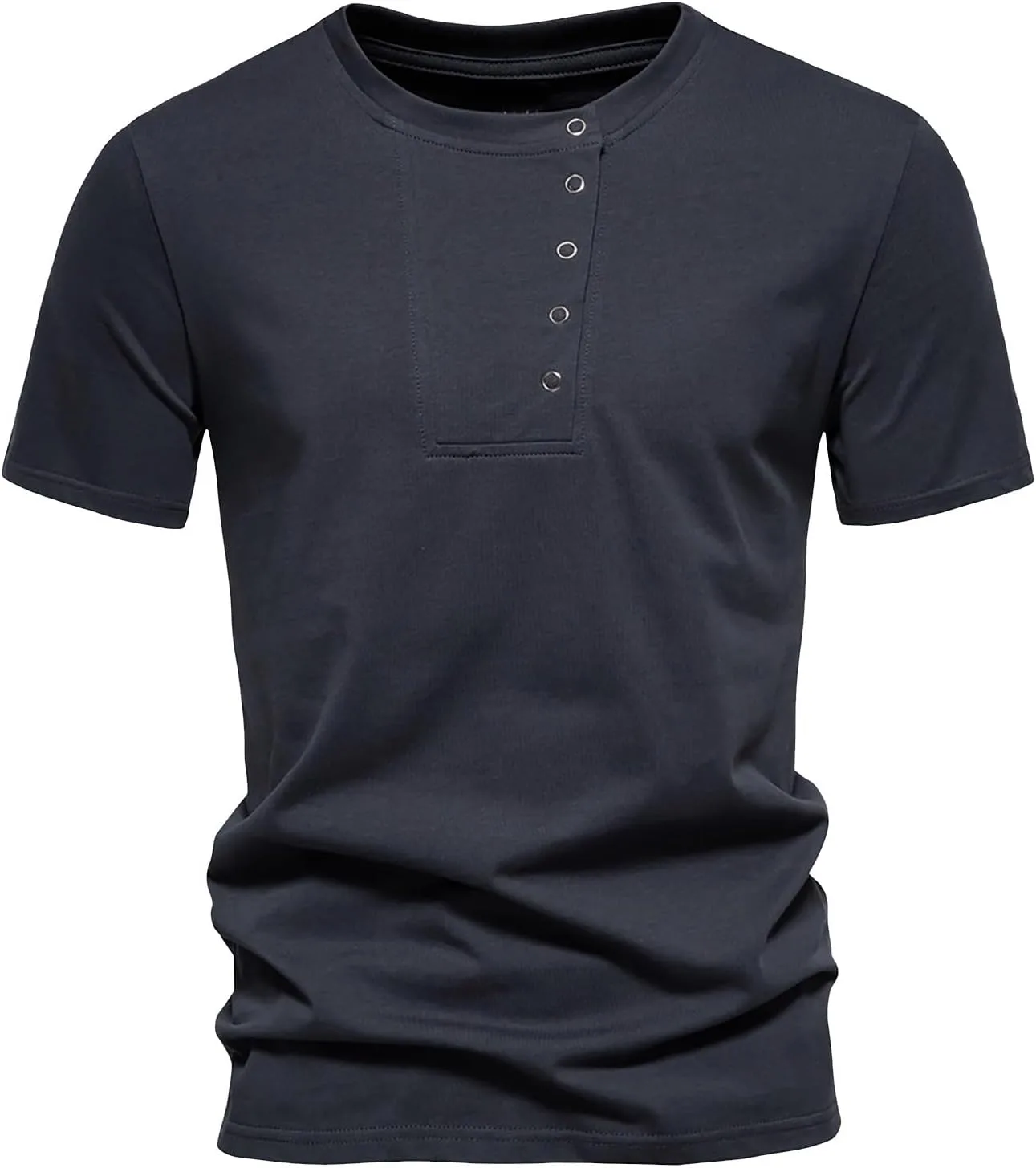 

Мужская футболка Cotton Short Sleeve летняя легкая Casual Solid Color Breathable Banded Collar