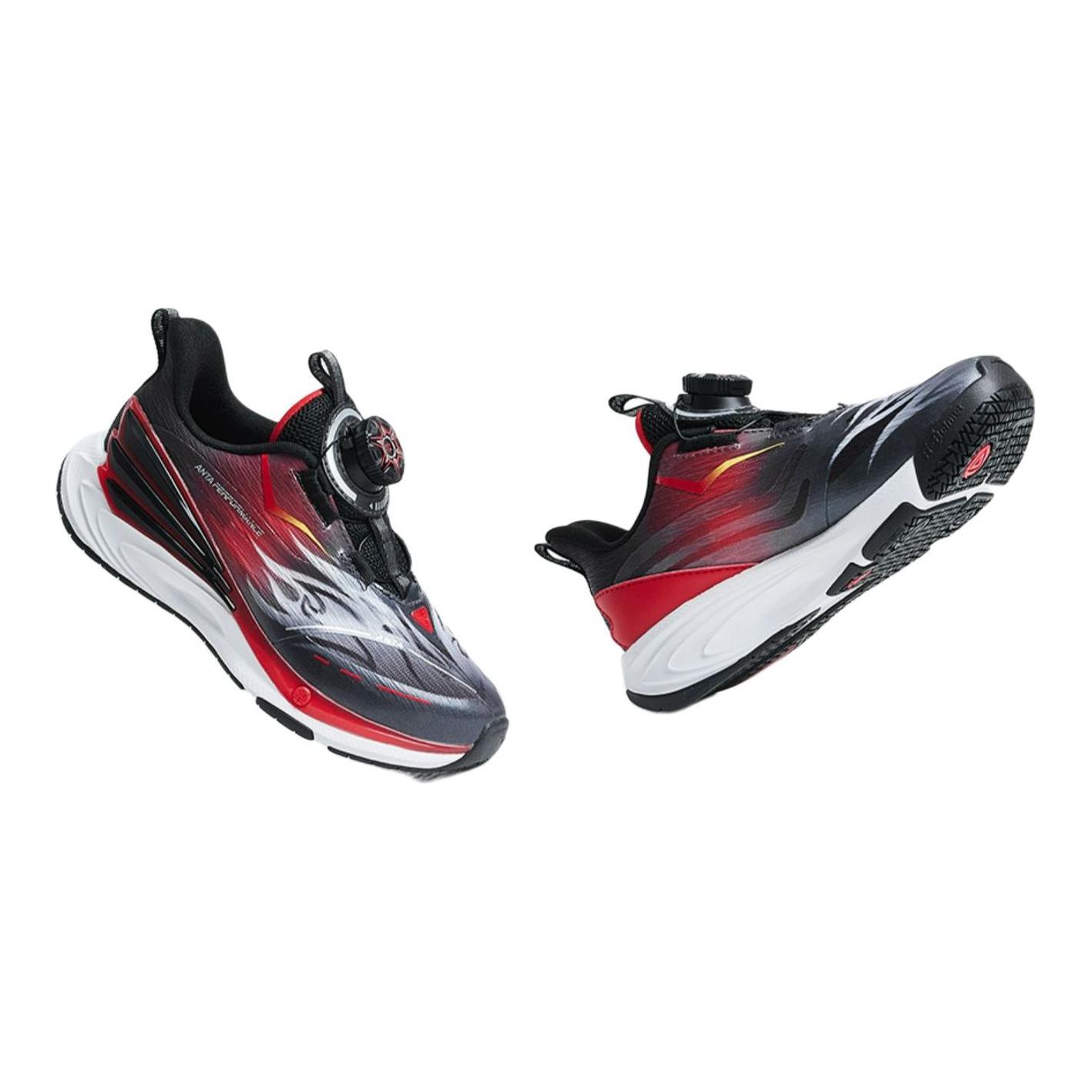 Амортизирующие износостойкие низкие детские кроссовки Black Red Kids' Antakids, Black/Hot Red/Anta White — фото 4