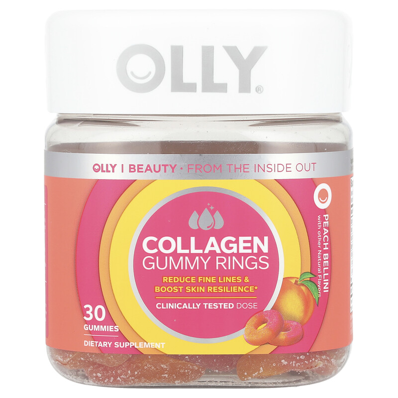 

OLLY, Коллагеновые мармеладки, персик Bellini, 2500 мг, 30 жевательных мармеладок (1250 мг в каждой жевательной мармеладке)