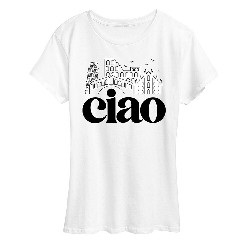

Женская футболка с рисунком Ciao Italy Landmarks Licensed Character, белый