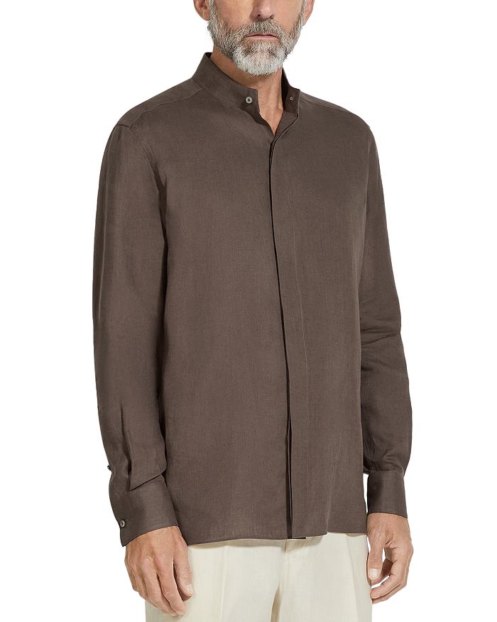 

Рубашка из льна Oasi Lino Regular Fit ZEGNA, коричневый/бежевый