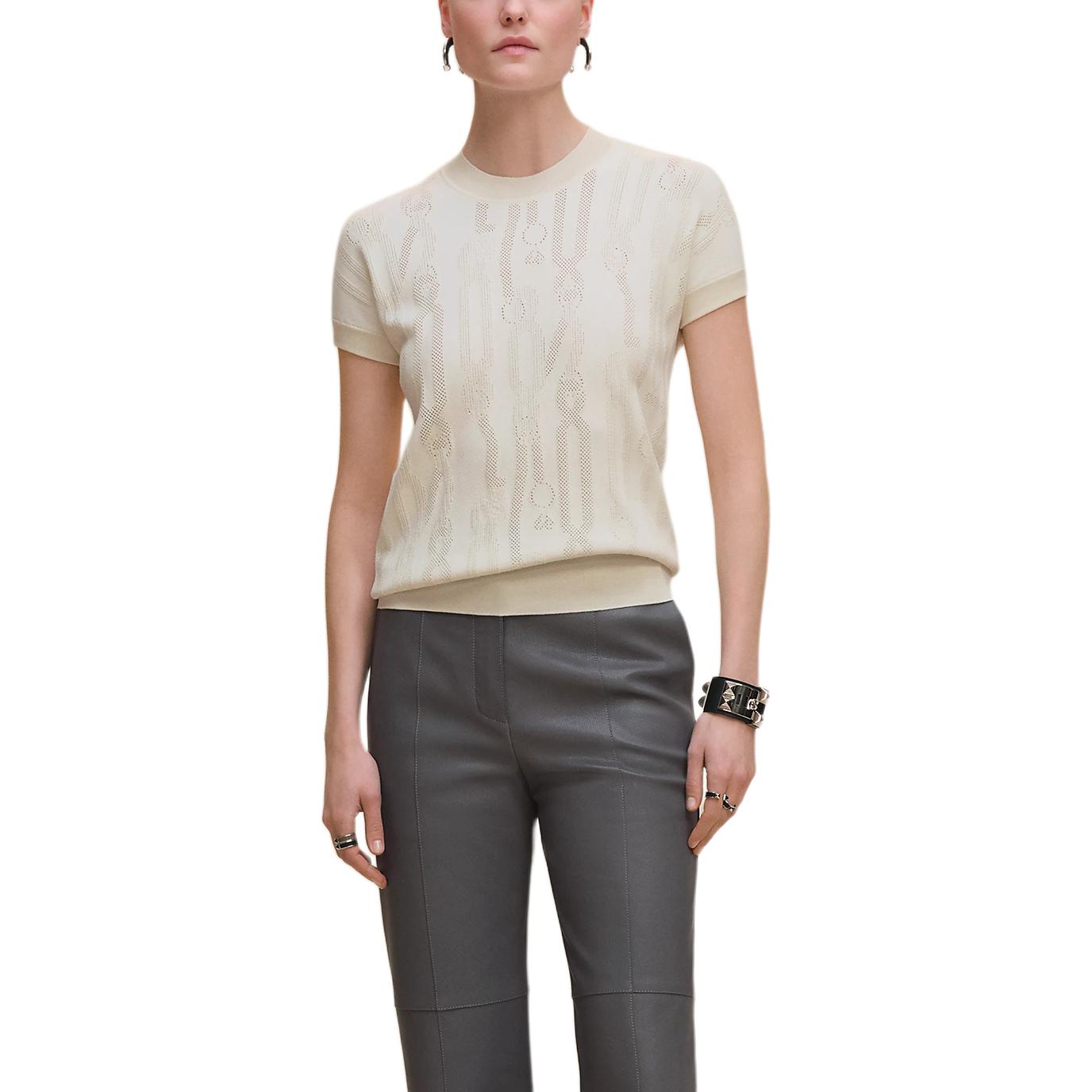 

HERMES Вязаный свитер FW25 женский натуральный белый