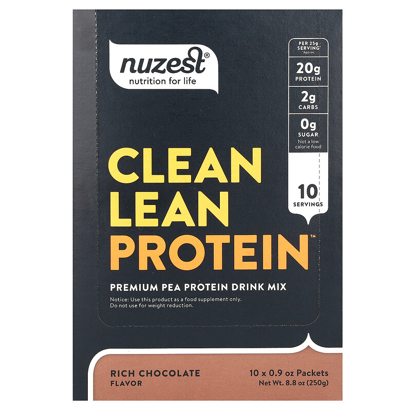 

Nuzest, чистый постный протеин, с насыщенным шоколадным вкусом, 10 пакетиков по 25 г (0,9 унции)