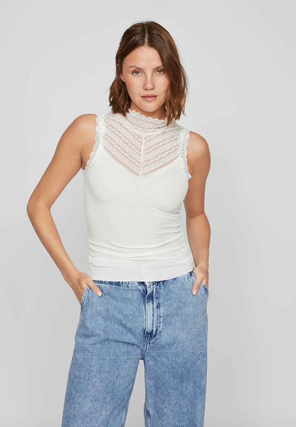 

Топ VISIA HIGH NECK TOP VILA, кремовый
