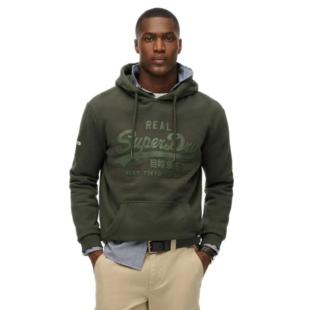 

Худи Superdry с винтажным логотипом в тон, зеленый