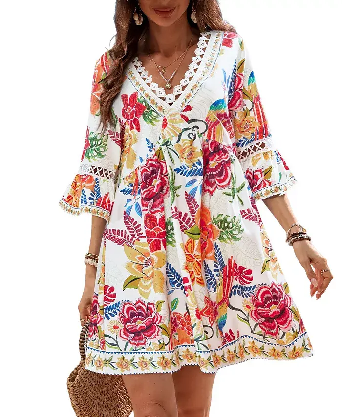 

Женское мини-платье с цветочным принтом Field Notes Cupshe, оранжевый