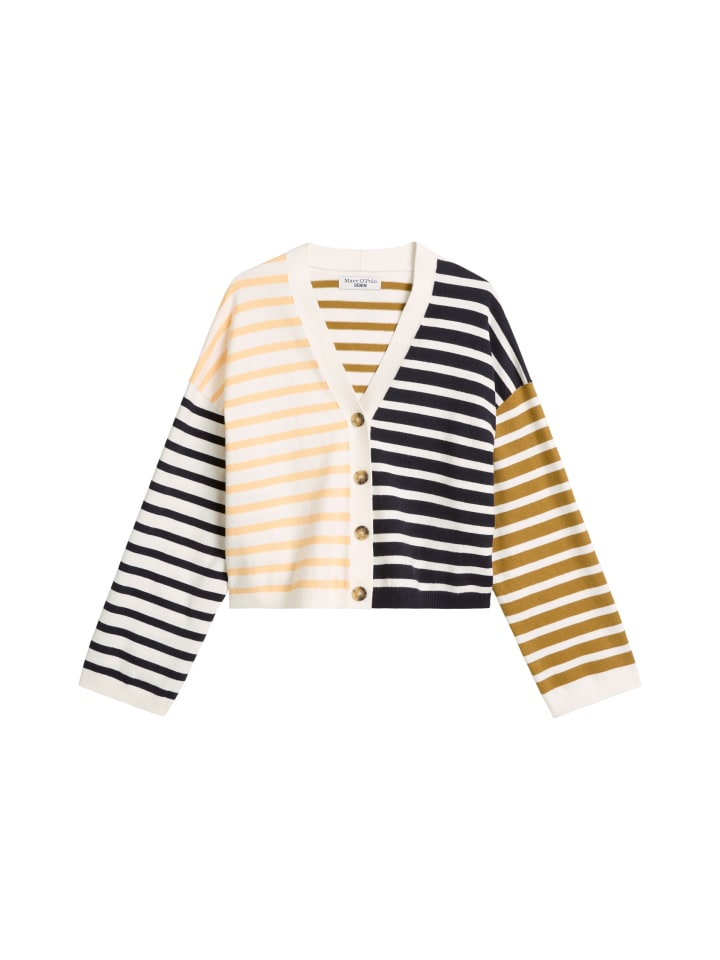 

Marc O'Polo DENIM Кардиган в полоску с V-образным вырезом, свободного кроя, кремового цвета