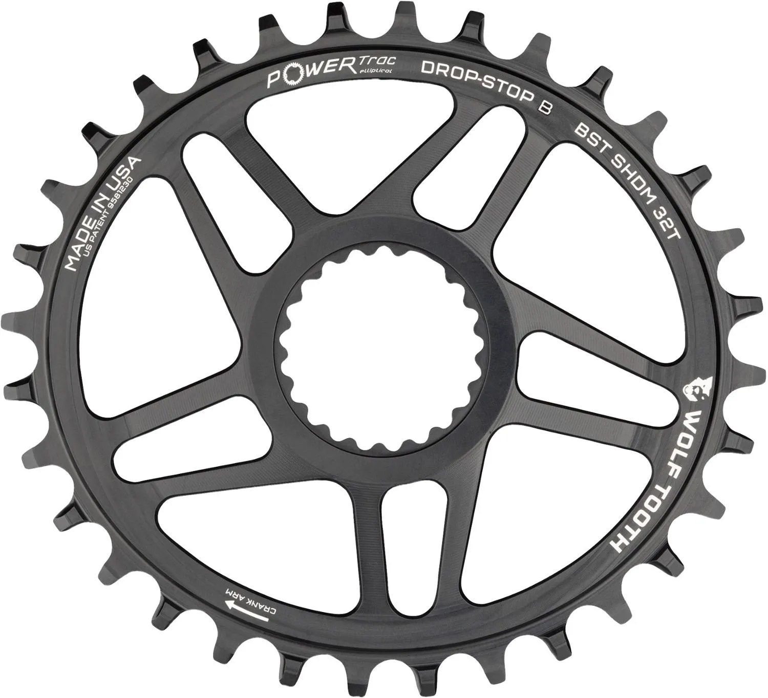 

Овальное прямое крепление звезды Wolf Tooth Components, Black