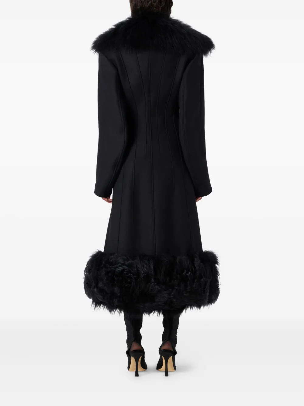 Пальто с отделкой из искусственного меха BLUMARINE, черный — фото 4