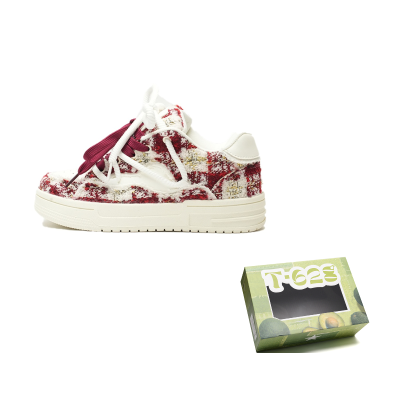 

Винтажные пухлые кроссовки Slip Resistant, Abrasion Resistant, легкие, дышащие низкие кроссовки для скейтбординга Unisex T628, бордовый