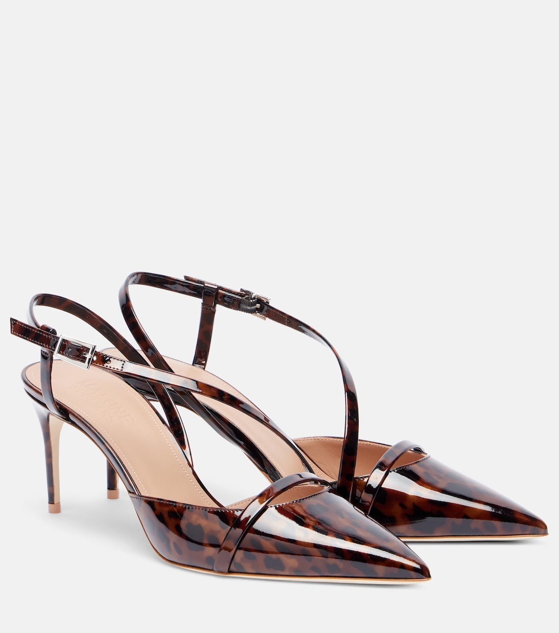 Валерия 70 лакированные туфли-лодочки на ремешке Malone Souliers, Brown/Brown