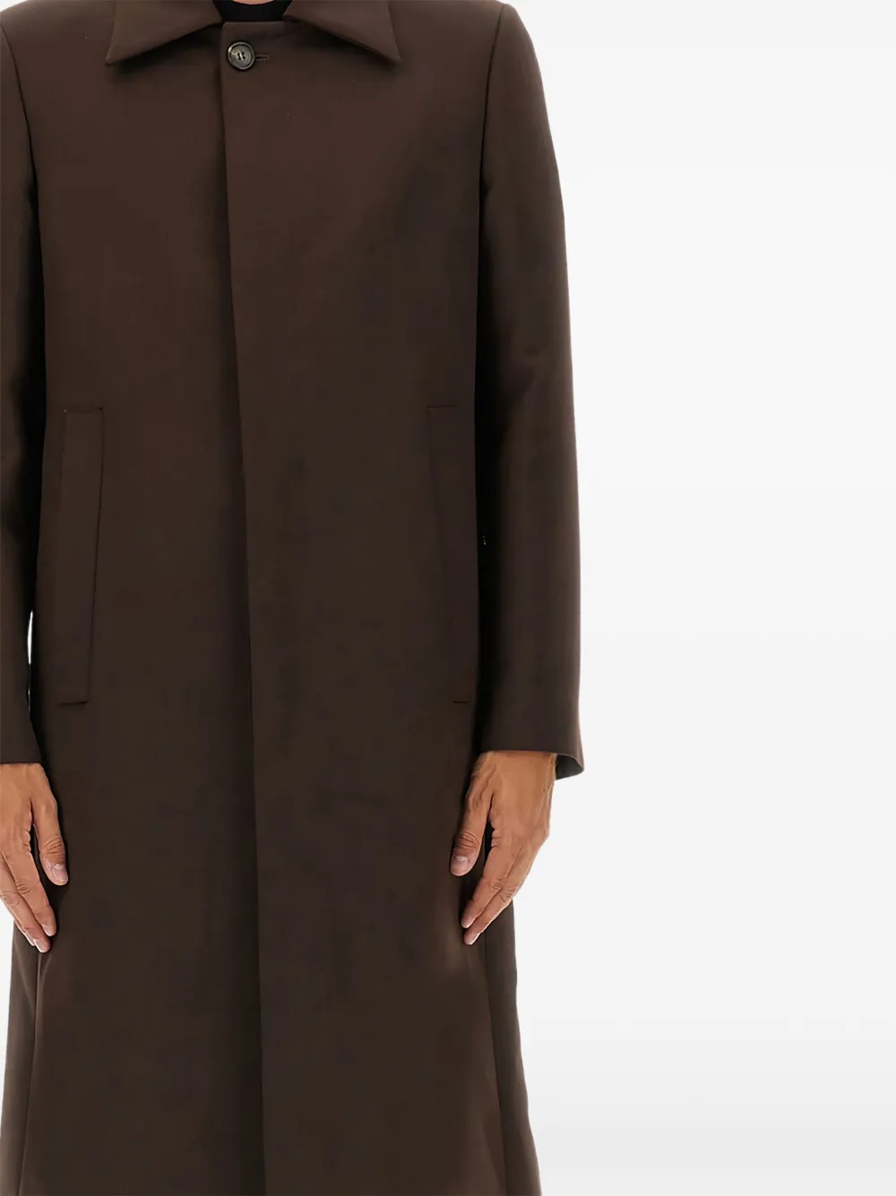 Однобортное пальто с карманами Mm6 Maison Margiela, коричневый — фото 2