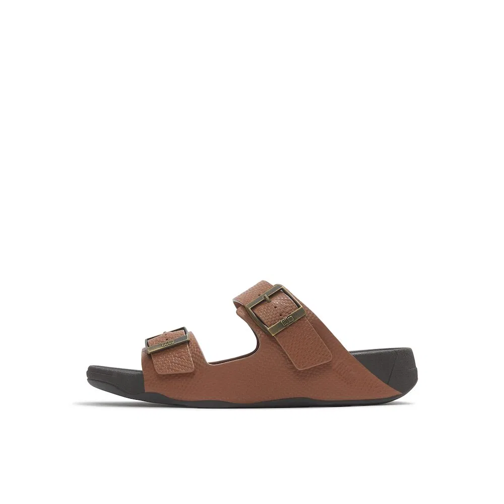 Мужские слайды Gogh Mock с тиснёной кожей и пряжкой цвета Deep Tan от Fitflop — фото 3